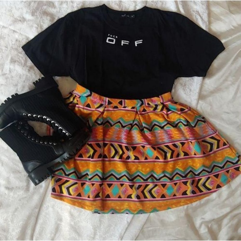 Lover's & Friends Geometric A-Line Skirt w/ Pockets